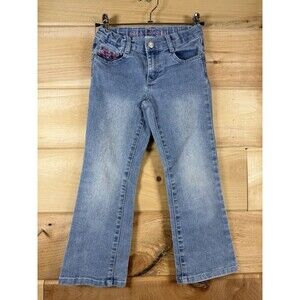 Zana‎ di jeans medium wash with embroidered details Girls Size 6 🩷❤️